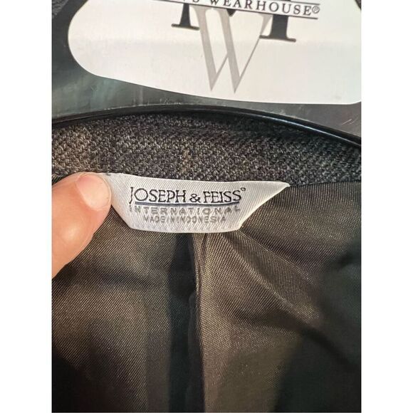 Joseph & Feiss International 100% Lambswool Suit Jacket 50R Brown Windowpane Spo - Picture 3 of 6